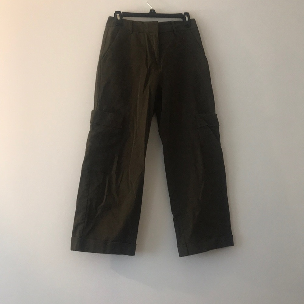 Green cargo trousers